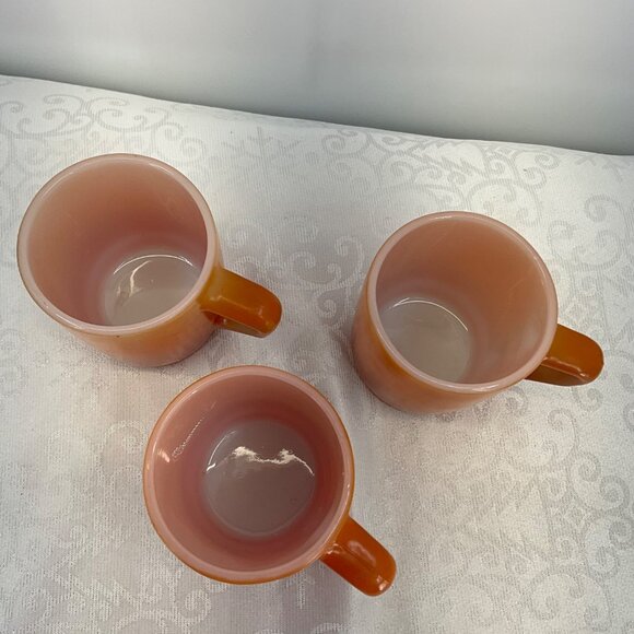 Anchor Hocking Fire-King Rust Gradient Ribbed Stackable Mugs Set Of 3 - Picture 5 of 5